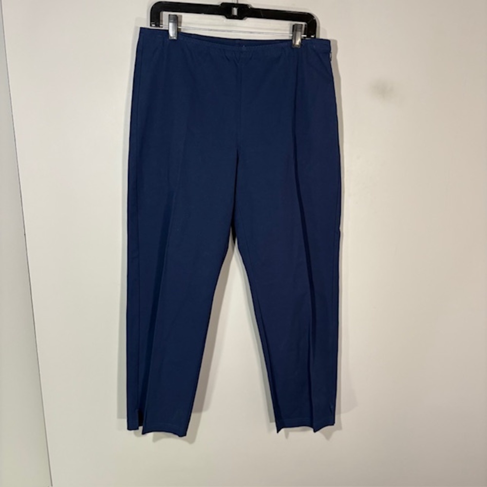 Eileen Fisher Pants Womens PL Petite Blue Ankle Tapered Pull On Stretch Knit